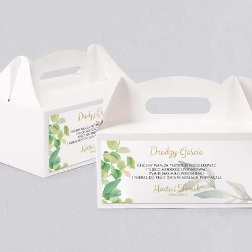 Pudełko na ciasto weselne Liście- Motyw 4
