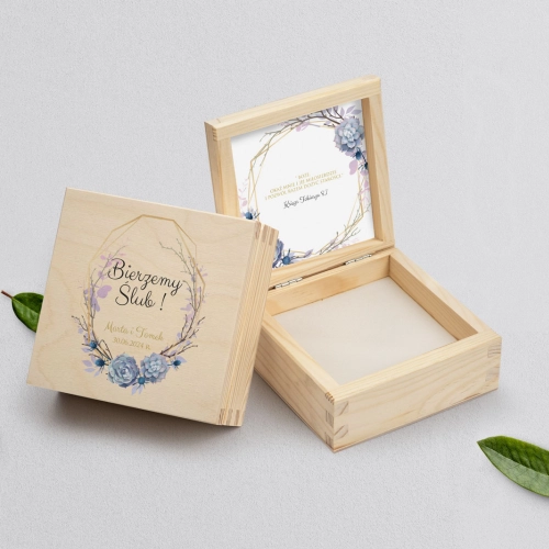 Pudełko na obrączki naturalne - Flowers & Frame Motyw 6