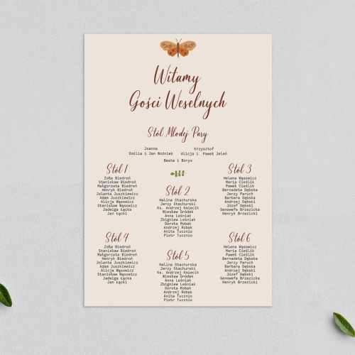 Plan stołów weselnych Butterflies - Motyw 4