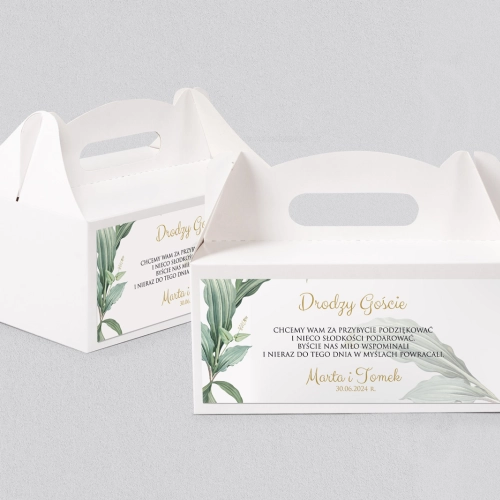 Pudełko na ciasto weselne Liście- Motyw 3