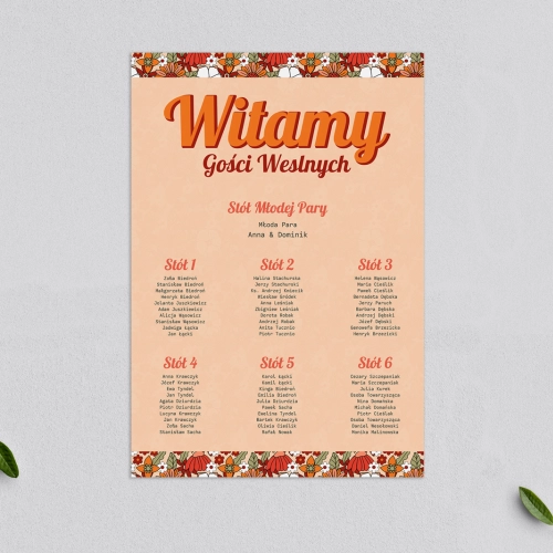 Plan stołów weselnych Retro Style - Motyw 3