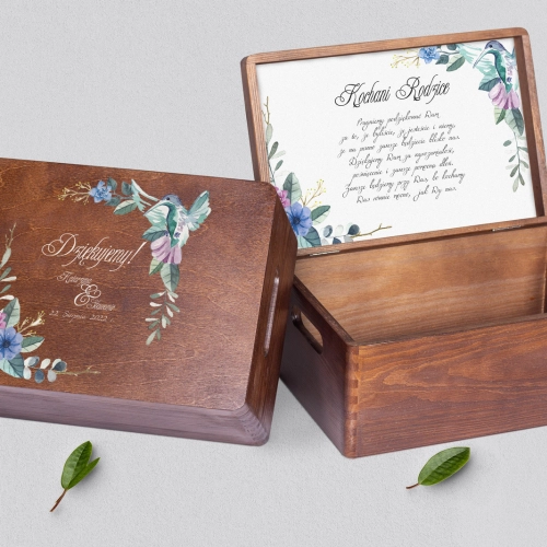 Skrzyneczka dla Rodziców - brązowa Akwarelowe Wianki Motyw 8