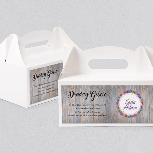 Pudełko na ciasto weselne Rustical Motyw 5