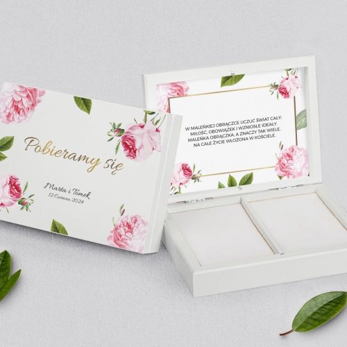 Pudełko na obrączki prostokątne białe - Dream Motyw 2