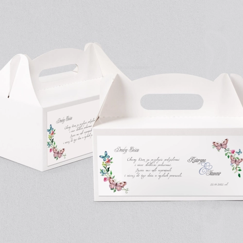 Pudełko na ciasto weselne Akwarelowe Wianki - Motyw 3