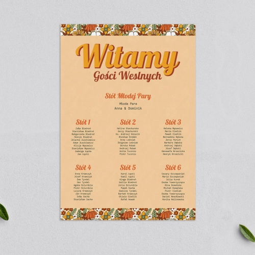 Plan stołów weselnych Retro Style - Motyw 1