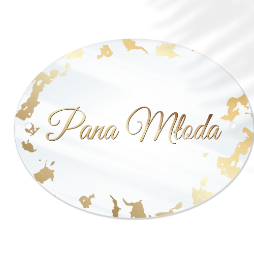 Zawieszka na krzesła - Owalna Marmur & Złoto - Motyw 5