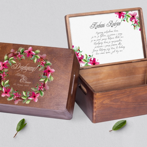 Skrzyneczka dla Rodziców - brązowa Akwarelowe Wianki Motyw 2