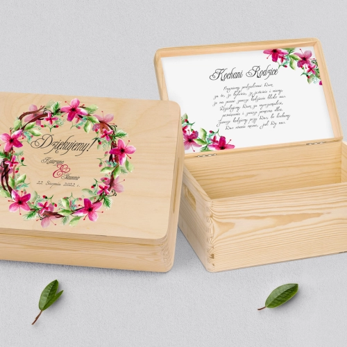 Skrzyneczka dla Rodziców - naturalna Akwarelowe Wianki Motyw 2