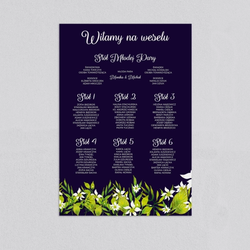 Plan stołów weselnych Wildflowers - Motyw 3