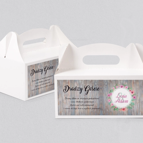 Pudełko na ciasto weselne Rustical Motyw 13