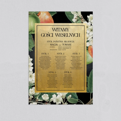 Plan stołów weselnych Amore - Gold - Motyw 4