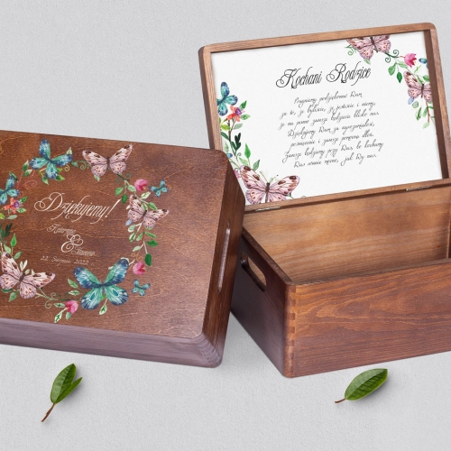 Skrzyneczka dla Rodziców - brązowa Akwarelowe Wianki Motyw 3
