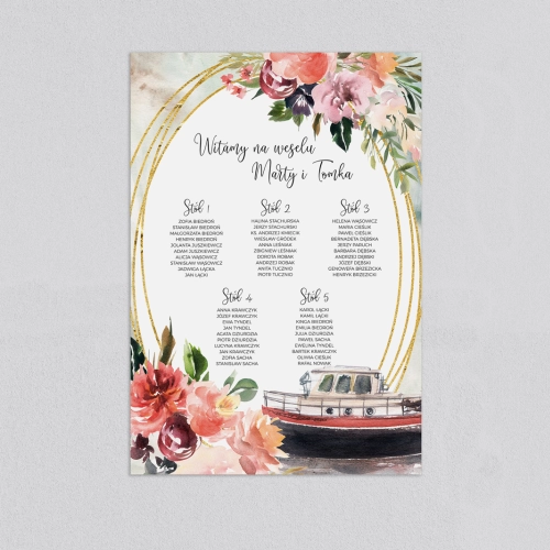 Plan stołów weselnych Spring Love Motyw 7