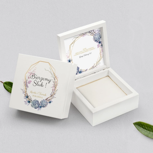 Pudełko na obrączki białe - Flowers & Frame Motyw 6