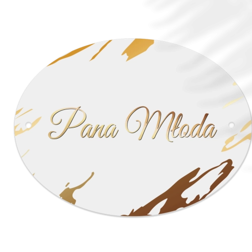 Zawieszka na krzesła - Owalna Marmur & Złoto - Motyw 3