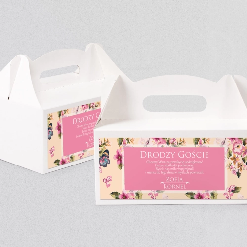 Pudełko na ciasto weselne Kwiatowe Pole Motyw 5