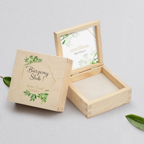 Pudełko na obrączki naturalne - Flowers & Frame Motyw 3