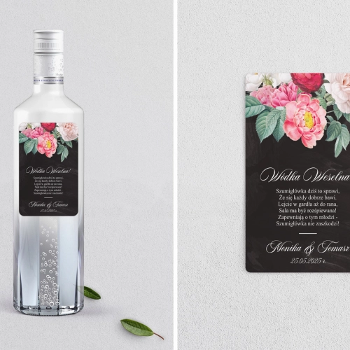 Naklejki na alkohol - Black Flowers - Motyw 2