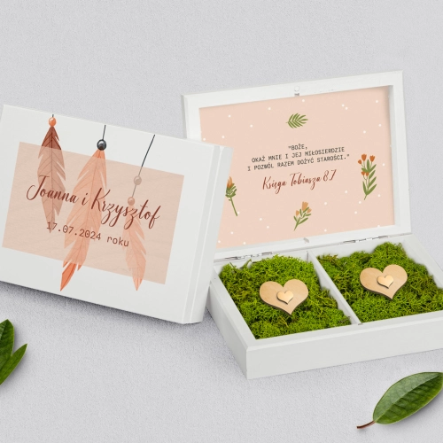 Pudełko na obrączki prostokątne białe - Butterflies - Motyw 1