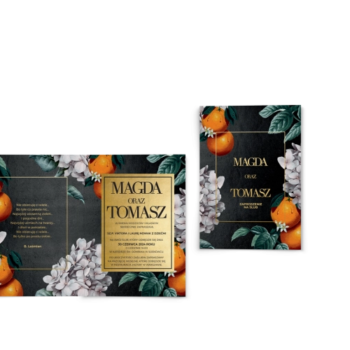 Zaproszenia ślubne Amore - Składane Motyw 2