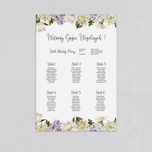 Plan stołów weselnych Ofelia - Motyw 2