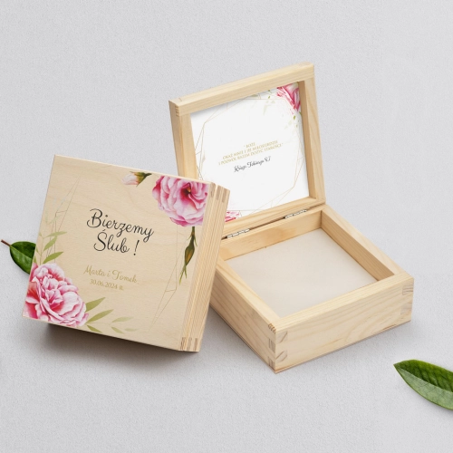 Pudełko na obrączki naturalne - Flowers & Frame Motyw 5