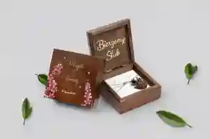 Pudełko na obrączki brązowe - Biały Czas - Motyw 3