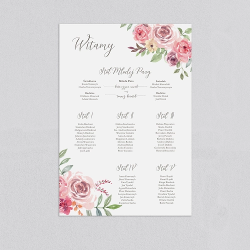 Plan stołów weselnych PasteLove - Motyw 2