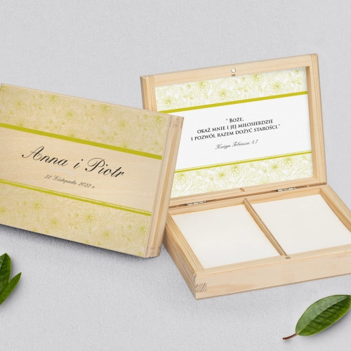 Pudełko na obrączki prostokątne naturalne - Ornaments Motyw 11