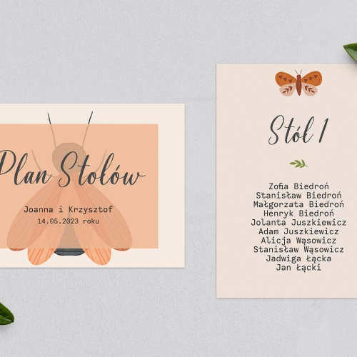 Plan Stołów - Karteczka Butterflies - Motyw 2