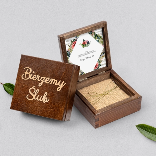 Pudełko na obrączki brązowe - Akwarelka - Motyw 3