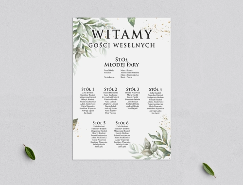 Plan stołów weselnych Leaves - Motyw 1