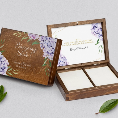 Pudełko na obrączki prostokątne brązowe - Flowers & Frame Motyw 1
