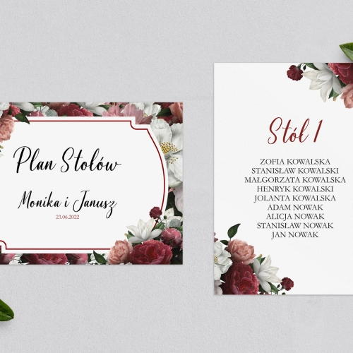 Plan Stołów - Karteczka Amore Rosso - Motyw 3