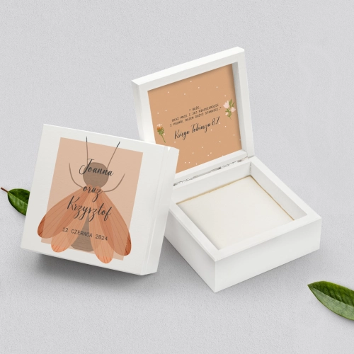 Pudełko na obrączki białe - Butterflies Motyw 2