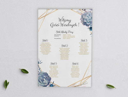 Plan stołów weselnych na płótnie Flowers & Frame Motyw 6