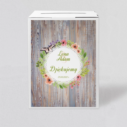 Pudełko na koperty i pieniądze Rustical Motyw 11