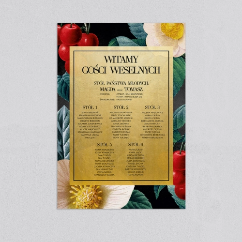 Plan stołów weselnych Amore - Gold - Motyw 1