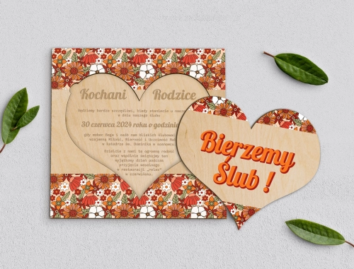 Drewniane Zaproszenie dla Rodziców - Retro Style Motyw 3