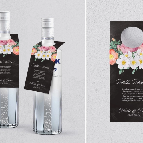 Zawieszka na alkohol oczko Black Flowers - Motyw 3