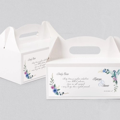 Pudełko na ciasto weselne Akwarelowe Wianki - Motyw 8