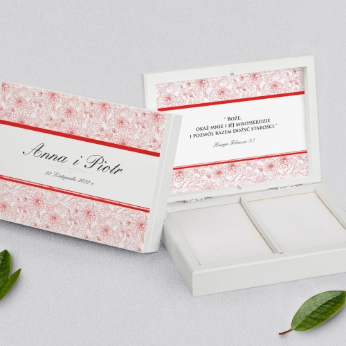 Pudełko na obrączki prostokątne białe - Ornaments Motyw 9