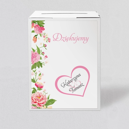 Pudełko na koperty i pieniądze Serca Kwiat Motyw 1