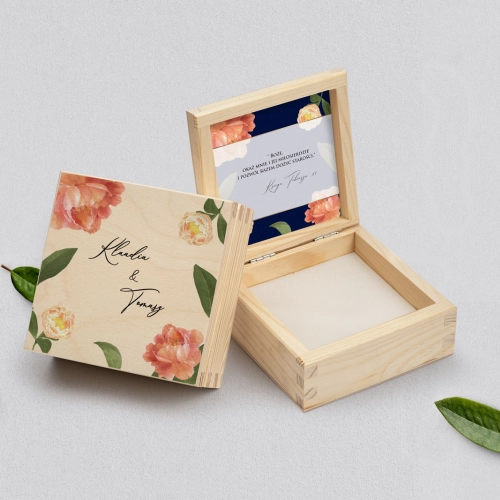 Pudełko na obrączki naturalne - Loveletter Motyw 5