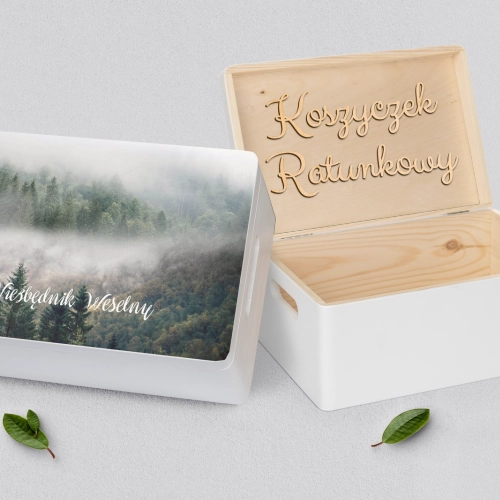 Koszyczek ratunkowy weselny biały - Forest - Motyw 2