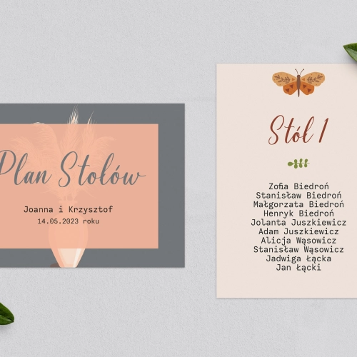 Plan Stołów - Karteczka Butterflies - Motyw 4