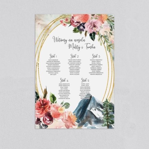 Plan stołów weselnych Spring Love Motyw 6