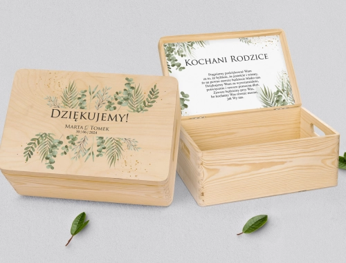 Skrzyneczka dla Rodziców - naturalna Leaves Motyw 2