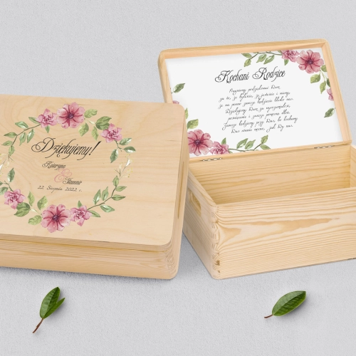 Skrzyneczka dla Rodziców - naturalna Akwarelowe Wianki Motyw 6